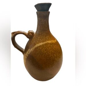 Vintage Peter Knuddtrup Brown ivory handmade pottery decanter jug